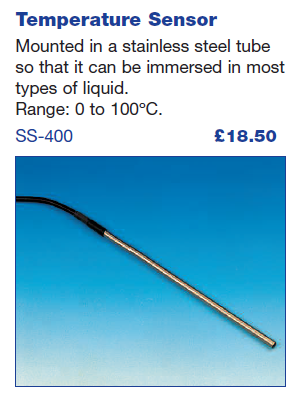 Photo and description of the Temperature Sensor from a brochure